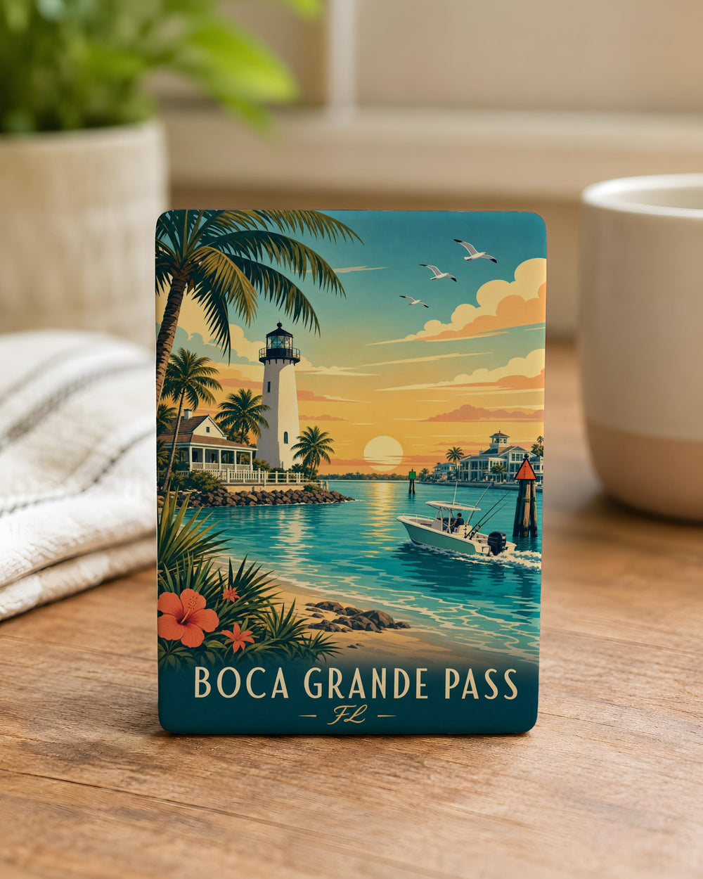Boca Grande Pass FL Fridge Magnet, Florida Coastal Pass Souvenir Magnet, Gulf Coast Travel Keepsake, Beach Town Gift