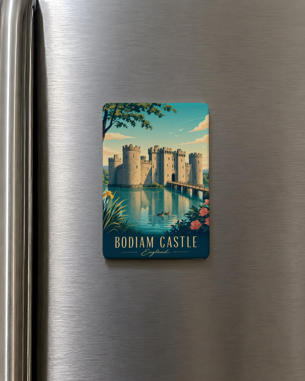 Bodiam Castle Fridge Magnet, England Medieval Fortress Landmark Souvenir Magnet, Historic Castle Kitchen Decor Gift