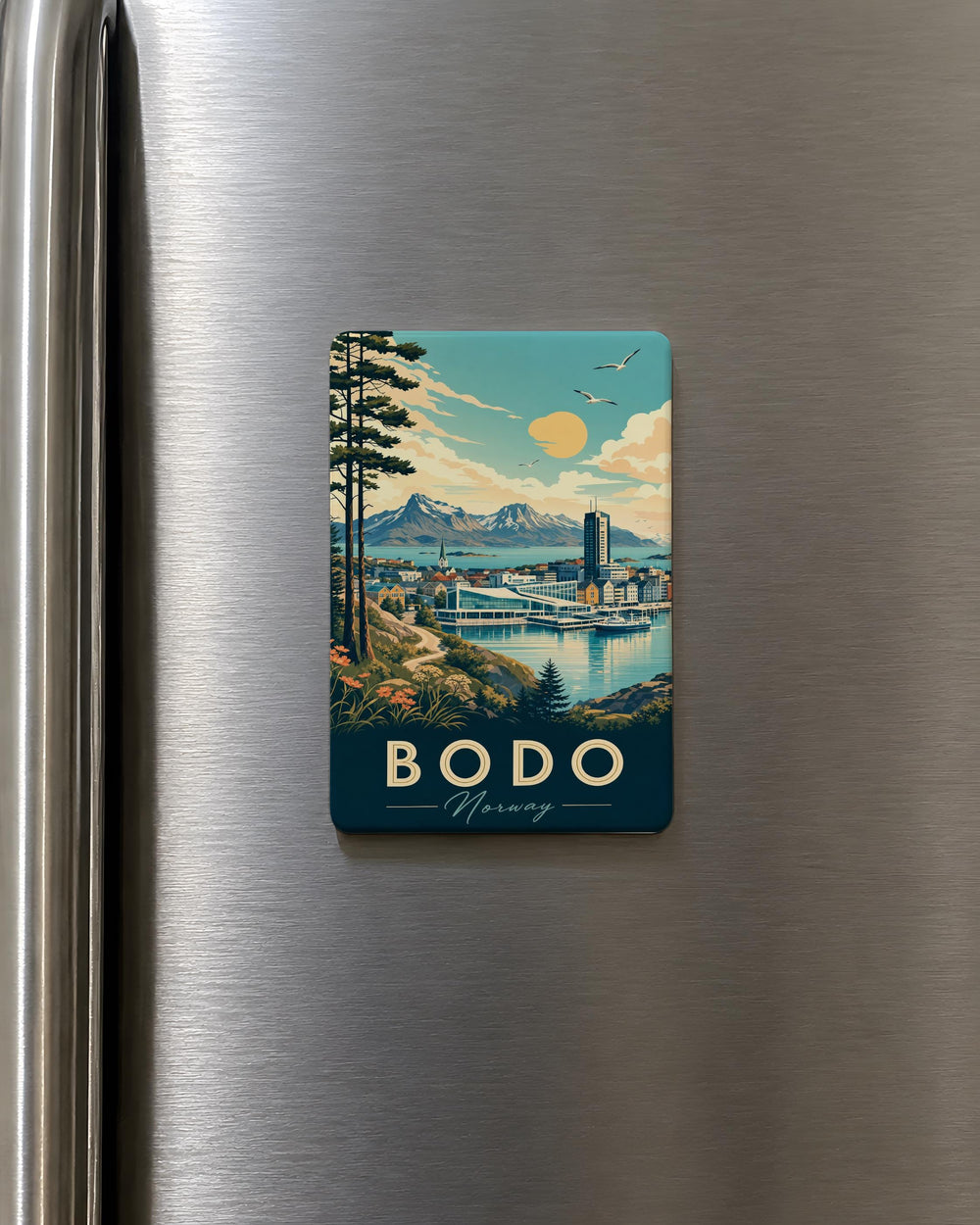 Bodo Norway Fridge Magnet, Bodø City Souvenir Magnet, Norway Travel Gift, Scandinavian Landmark Keepsake Magnet