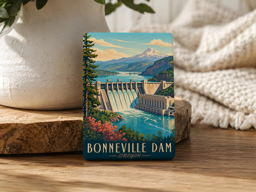 Bonneville Dam Fridge Magnet, Columbia River Hydroelectric Dam Souvenir, Pacific Northwest Landmark Magnet