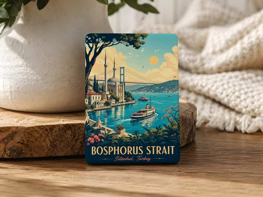 Bosphorus Strait Fridge Magnet, Istanbul Turkey Landmark Souvenir, Scenic Waterway Travel Gift, Turkish City Keepsake