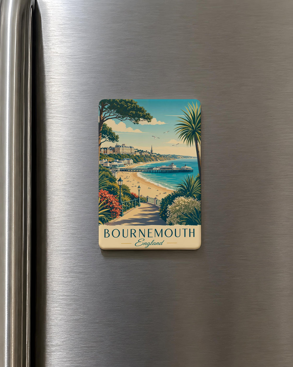 Bournemouth England Fridge Magnet, Bournemouth Souvenir Magnet, Dorset UK Travel Keepsake, Coastal Seaside Town Gift