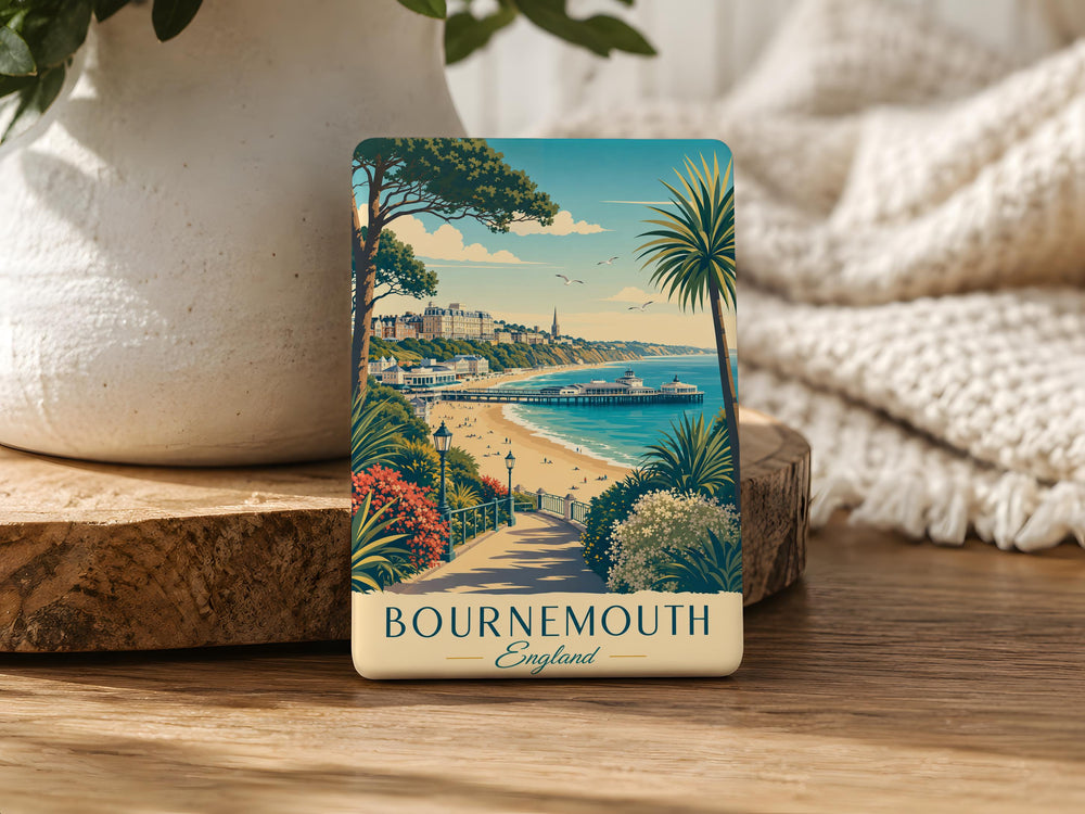 Bournemouth England Fridge Magnet, Bournemouth Souvenir Magnet, Dorset UK Travel Keepsake, Coastal Seaside Town Gift