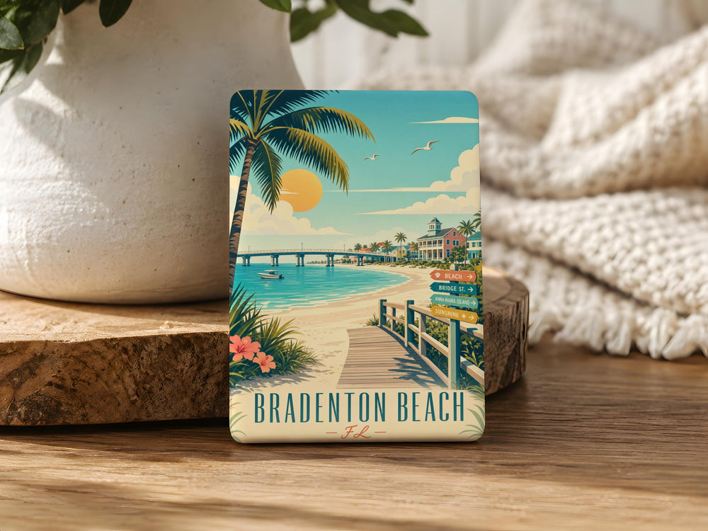 Bradenton Beach FL Fridge Magnet, Florida Gulf Coast Souvenir, Anna Maria Island Travel Keepsake, Beach Town Magnet