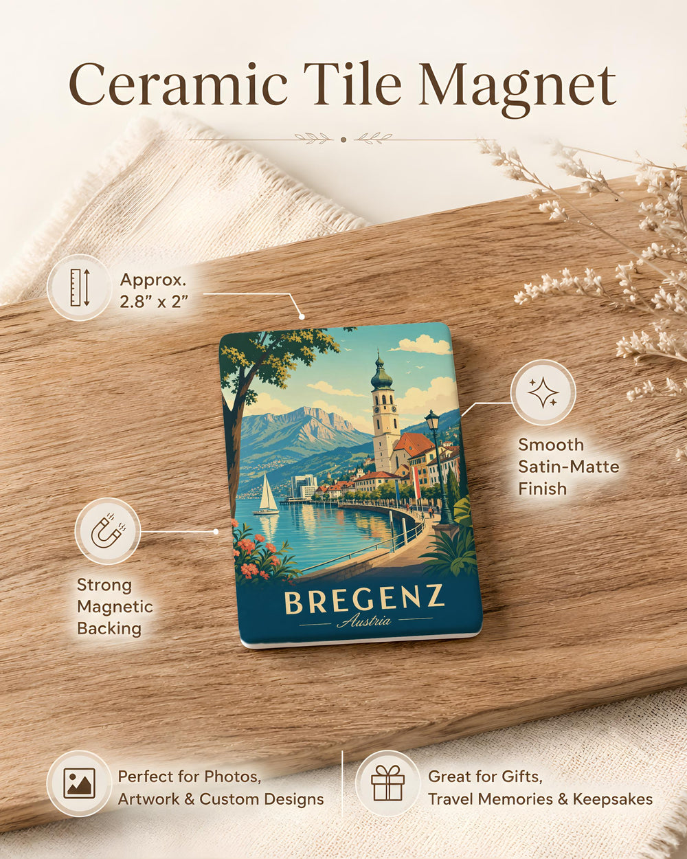 Bregenz Austria Fridge Magnet, Lake Constance Landmark Souvenir, Vorarlberg Travel Keepsake Magnet