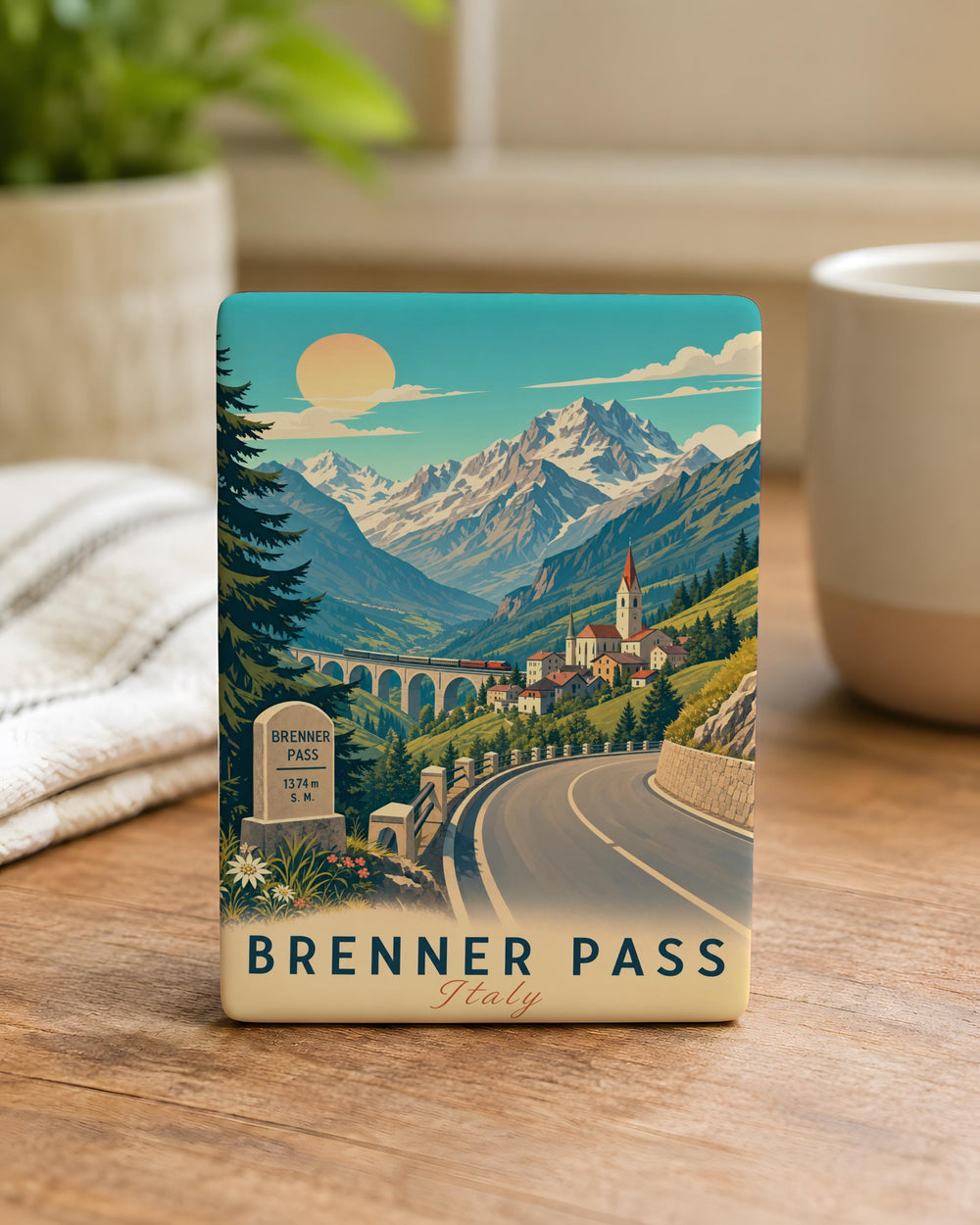 Brenner Pass Fridge Magnet, Alpine Mountain Pass Landmark Souvenir Magnet, Austria Italy Border Travel Keepsake Magnet