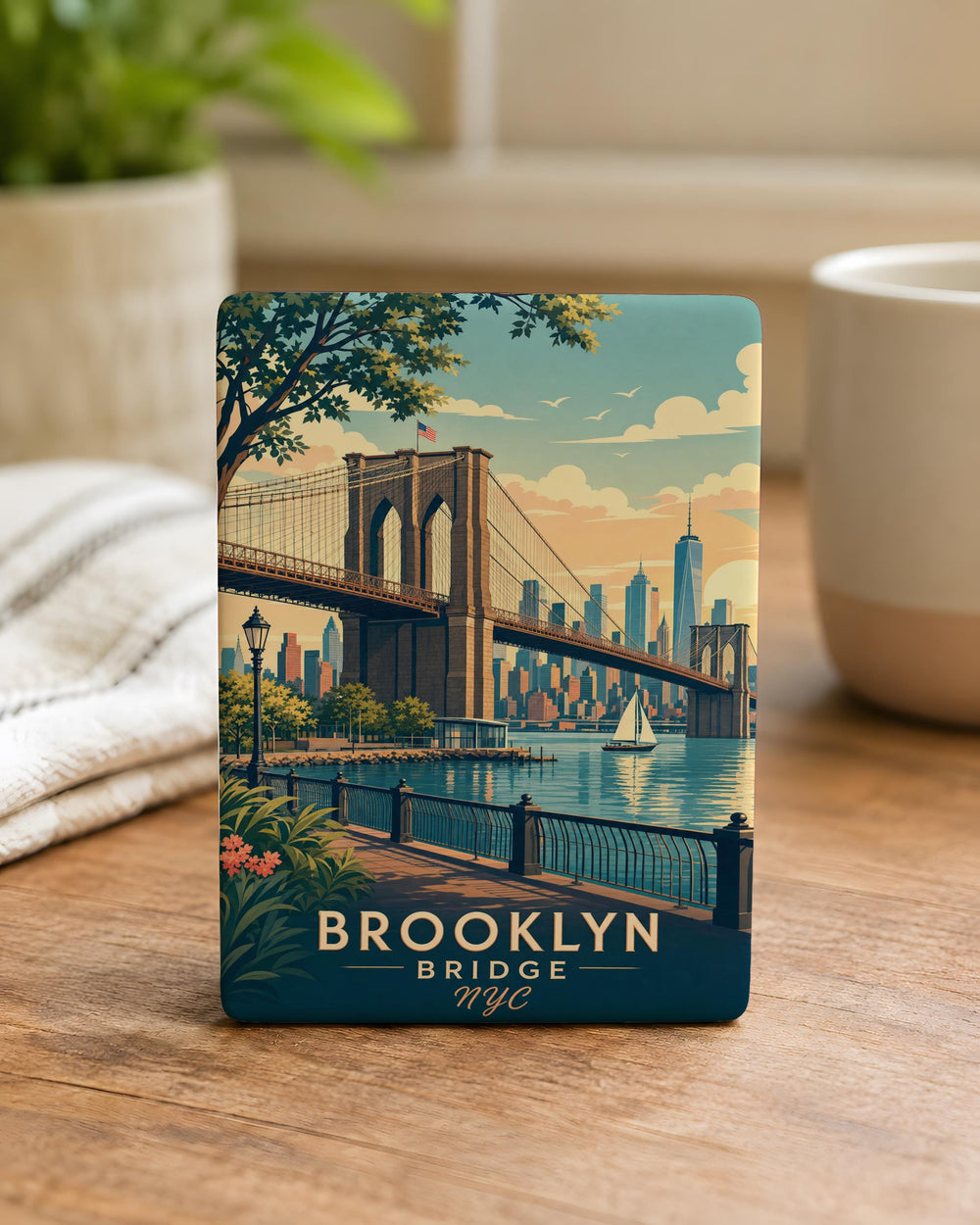 Brooklyn Bridge NYC Fridge Magnet, New York City Landmark Souvenir Magnet, Brooklyn Bridge New York Travel Gift Magnet