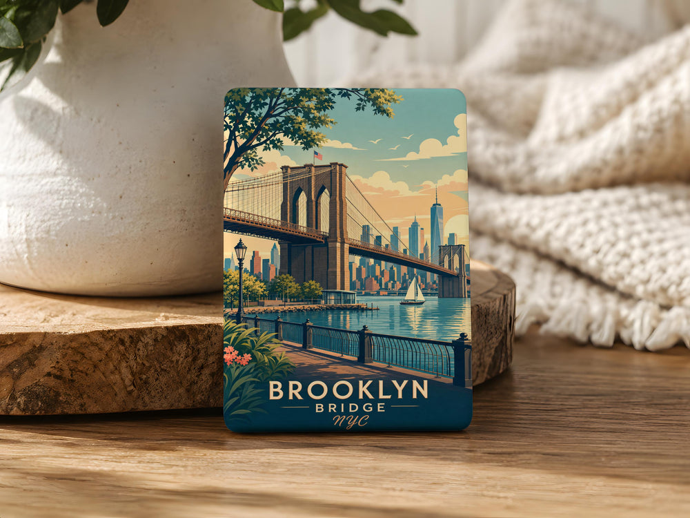 Brooklyn Bridge NYC Fridge Magnet, New York City Landmark Souvenir Magnet, Brooklyn Bridge New York Travel Gift Magnet