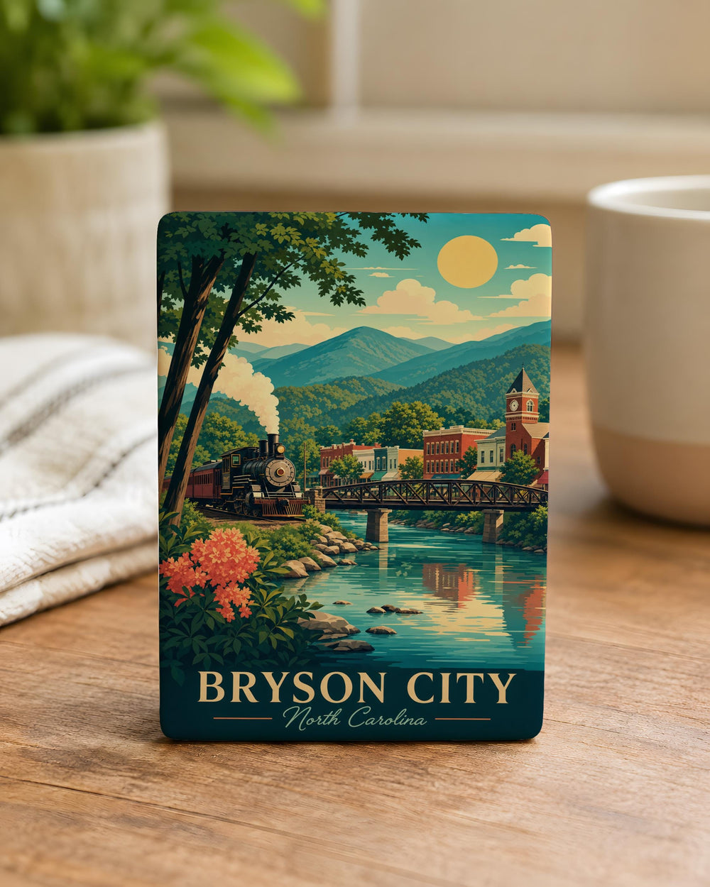 Bryson City NC Fridge Magnet, Great Smoky Mountains Souvenir, North Carolina Travel Keepsake, Mountain Town Gift
