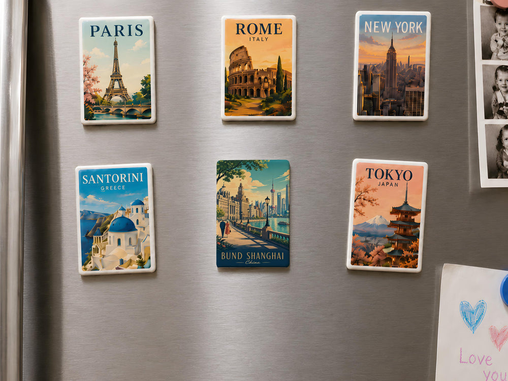 Shanghai The Bund Fridge Magnet, Huangpu River Waterfront Skyline Souvenir Magnet, Shanghai China Travel Gift Magnet