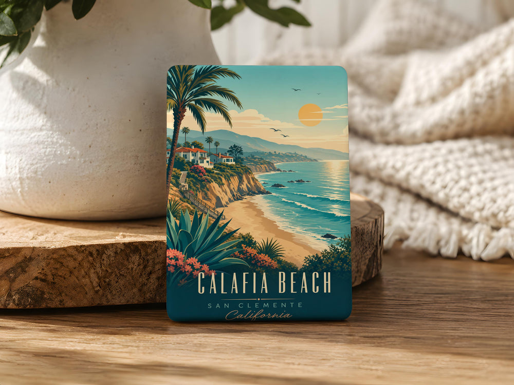 Calafia Beach Fridge Magnet, California Coastal Beach Souvenir Magnet, Oceanside Shoreline Travel Keepsake Magnet