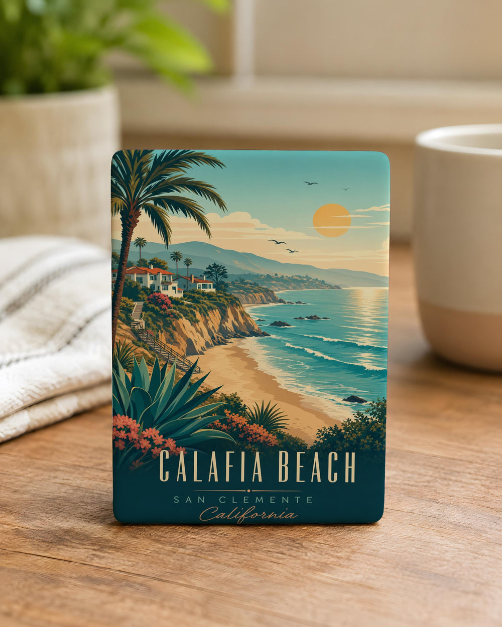 Calafia Beach Fridge Magnet, California Coastal Beach Souvenir Magnet, Oceanside Shoreline Travel Keepsake Magnet