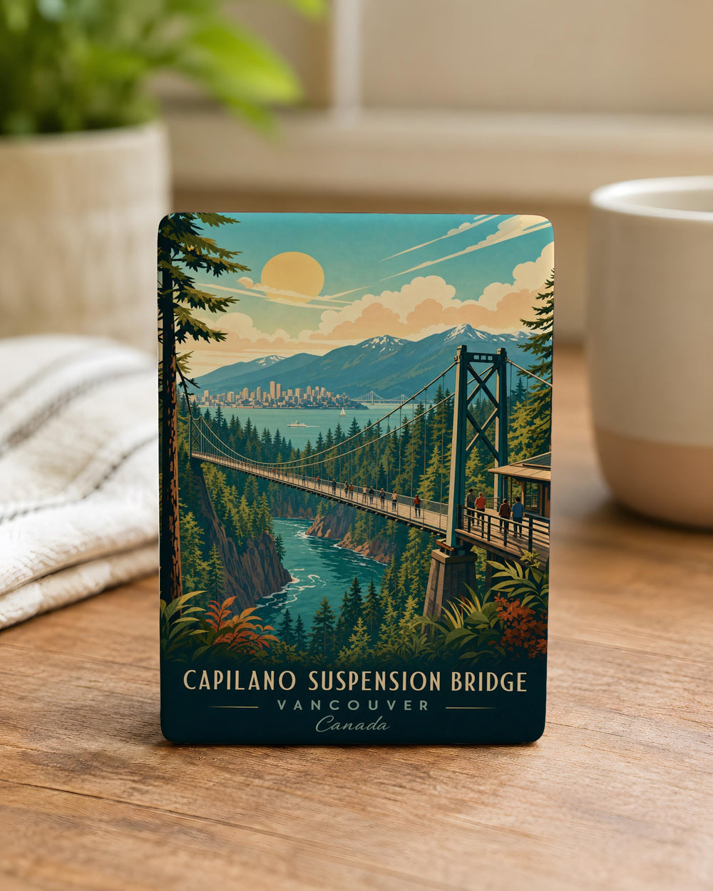 Capilano Suspension Bridge Fridge Magnet, Vancouver Canada Landmark Souvenir Magnet, British Columbia Travel Keepsake Magnet