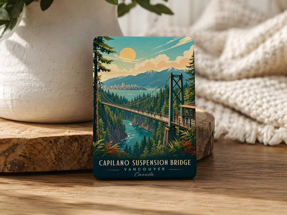Capilano Suspension Bridge Fridge Magnet, Vancouver Canada Landmark Souvenir Magnet, British Columbia Travel Keepsake Magnet