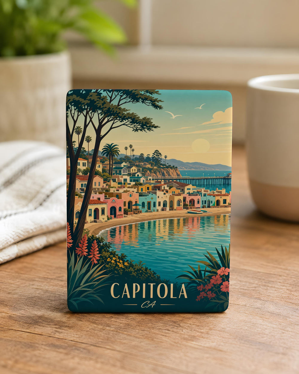 Capitola CA Fridge Magnet, Capitola Village Beach Boardwalk Souvenir, California Coastal Travel Gift, Santa Cruz County Magnet