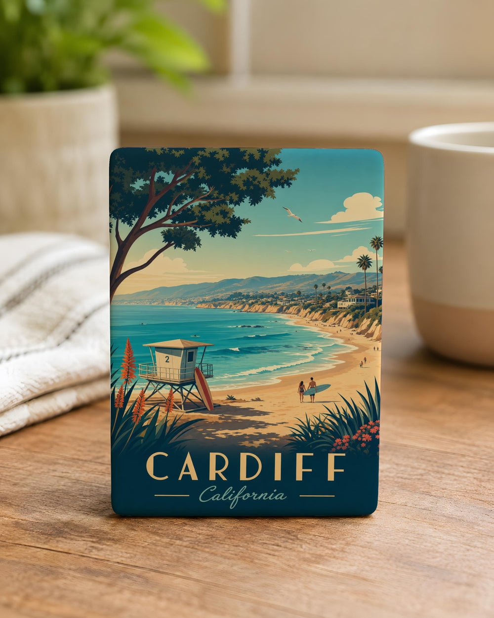 Cardiff State Beach Fridge Magnet, Cardiff-by-the-Sea California Coastal Beach Souvenir Magnet, San Diego Surf Beach Magnet