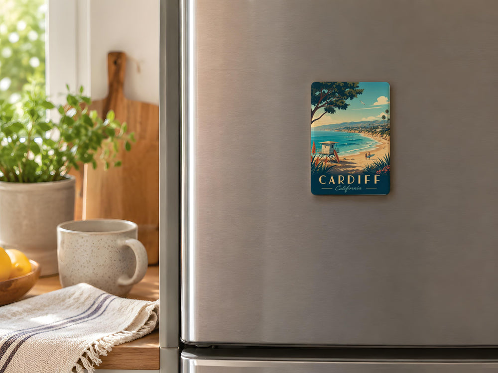 Cardiff State Beach Fridge Magnet, Cardiff-by-the-Sea California Coastal Beach Souvenir Magnet, San Diego Surf Beach Magnet