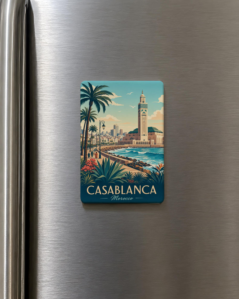 Casablanca Morocco Fridge Magnet, Casablanca City Souvenir Magnet, Morocco Travel Gift, Moroccan Landmark Refrigerator Magnet