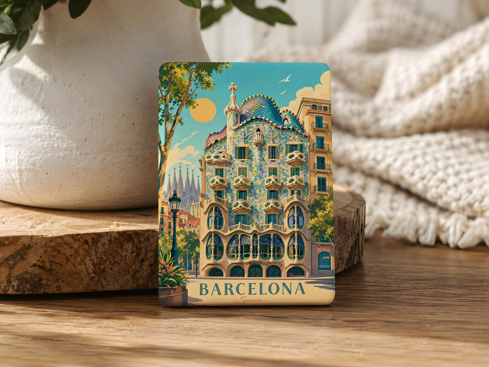Casa Batlló Barcelona Spain Fridge Magnet, Gaudí Landmark Souvenir Kitchen Magnet, Travel Gift, Architectural Building Magnet