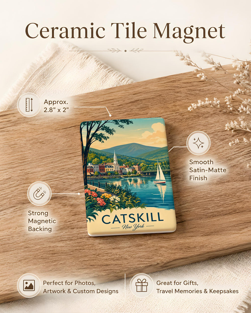 Catskill NY Fridge Magnet, Catskills New York Souvenir Magnet, Catskill Mountains Travel Gift, Upstate NY Keepsake Magnet