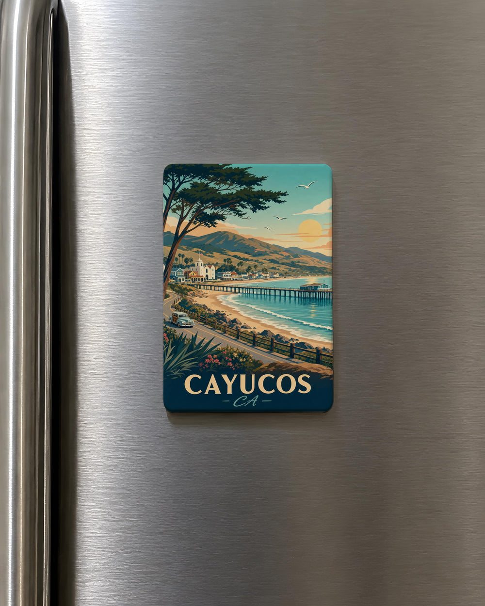 Cayucos CA Fridge Magnet, Cayucos California Souvenir Magnet, Central Coast Beach Town Travel Gift, Coastal Vacation Keepsake