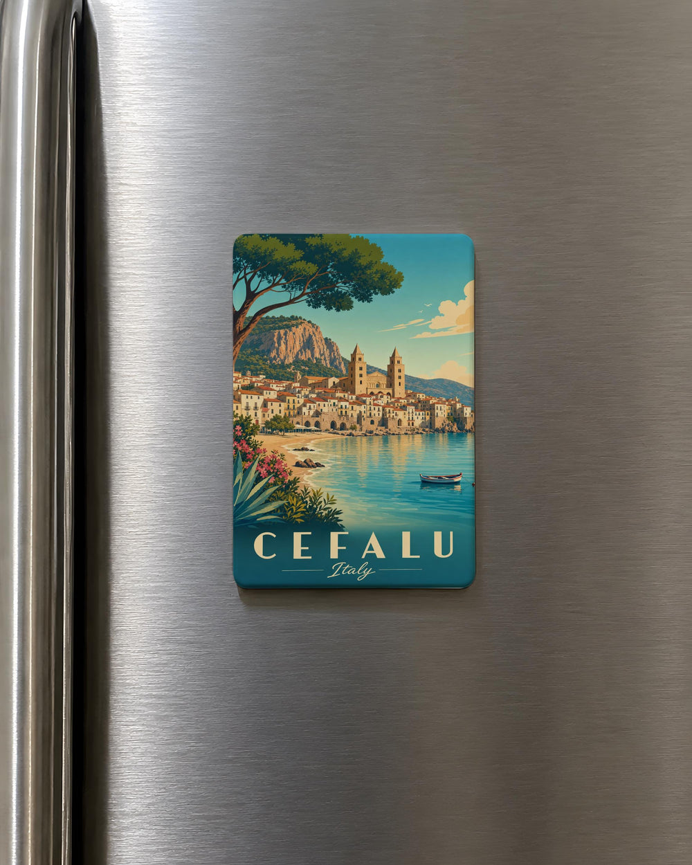Cefalu Italy Fridge Magnet, Sicily Coastal Town Souvenir, Mediterranean Seaside Village Travel Gift