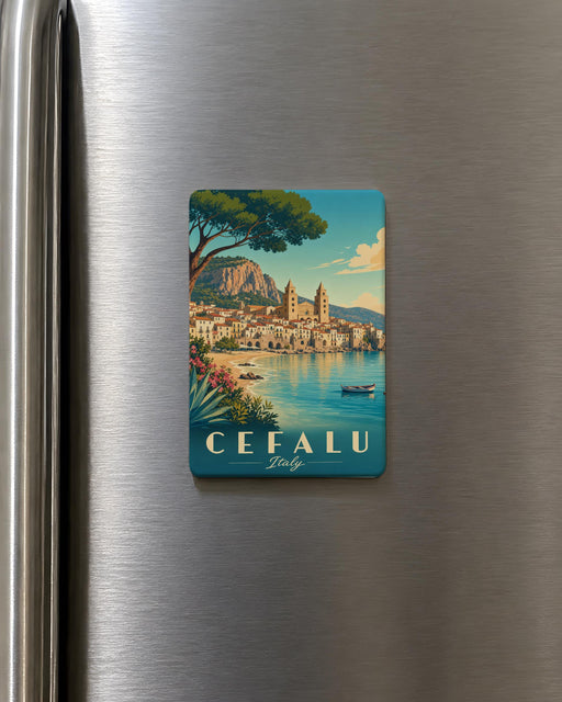 Cefalu Italy Fridge Magnet, Sicily Coastal Town Souvenir, Mediterranean Seaside Village Travel Gift