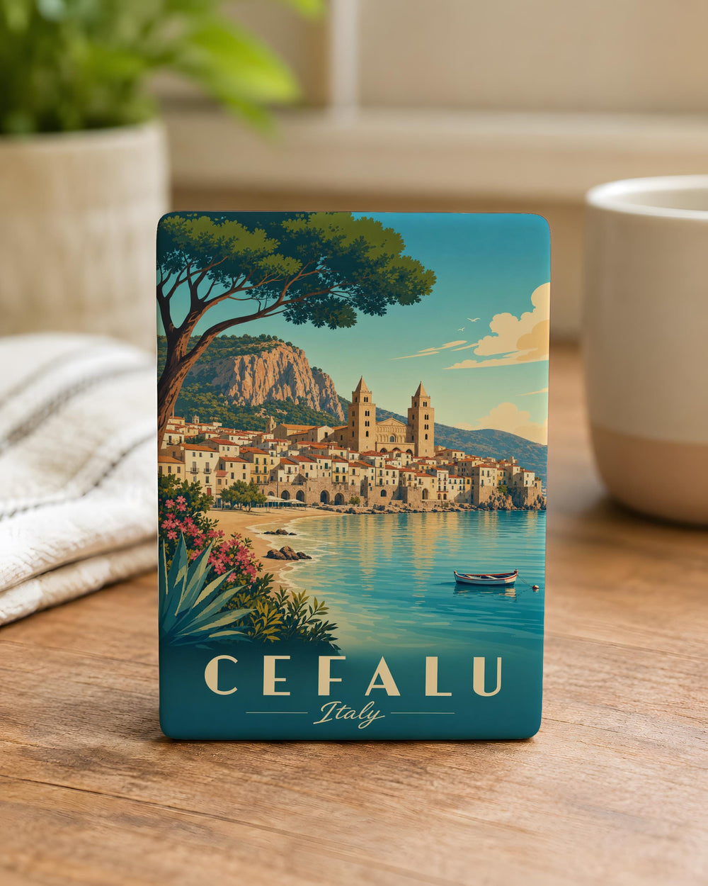 Cefalu Italy Fridge Magnet, Sicily Coastal Town Souvenir, Mediterranean Seaside Village Travel Gift