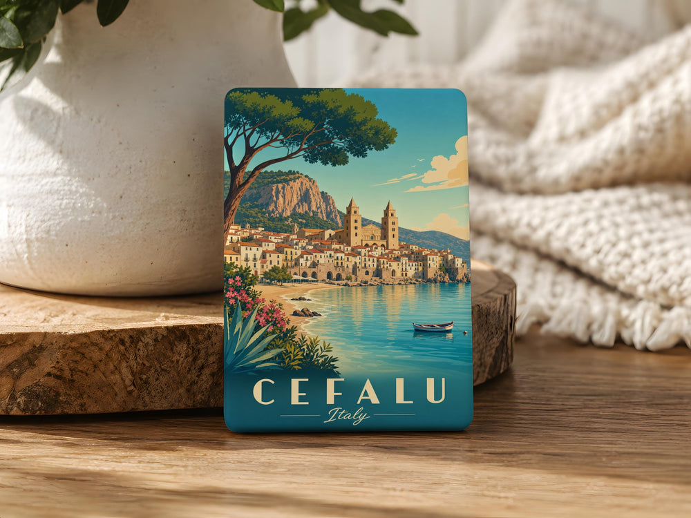 Cefalu Italy Fridge Magnet, Sicily Coastal Town Souvenir, Mediterranean Seaside Village Travel Gift