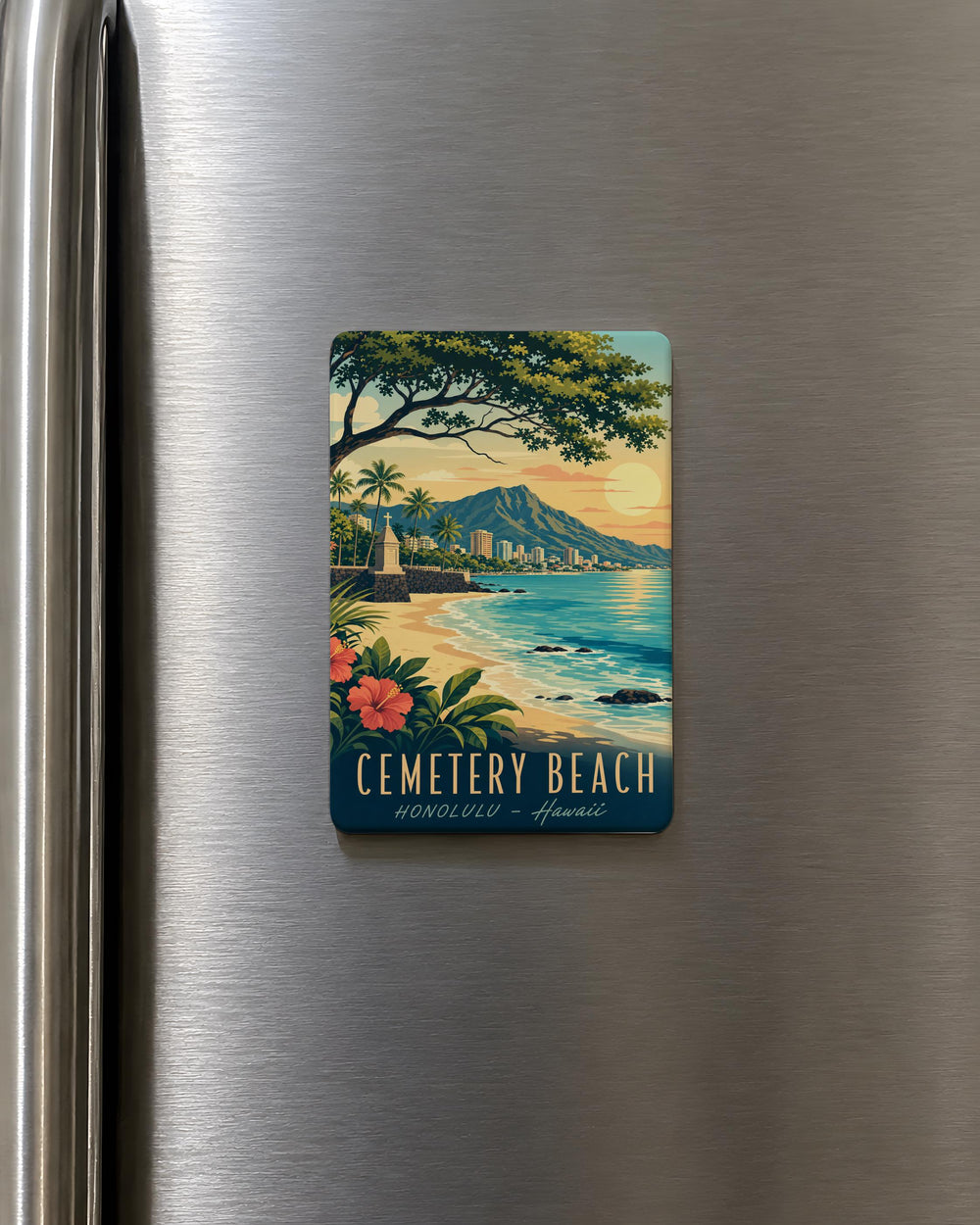 Cemetery Beach Fridge Magnet, Coastal Graveyard Seaside Shoreline Souvenir Magnet, Beach Cemetery Travel Keepsake Magnet