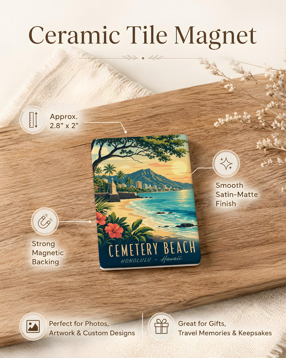Cemetery Beach Fridge Magnet, Coastal Graveyard Seaside Shoreline Souvenir Magnet, Beach Cemetery Travel Keepsake Magnet