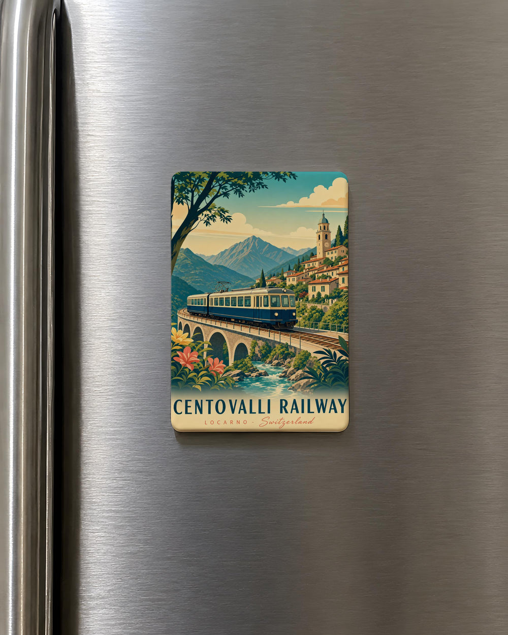 Centovalli Railway Fridge Magnet, Centovalli Line Train Souvenir, Swiss Alps Scenic Railway Travel Keepsake Magnet