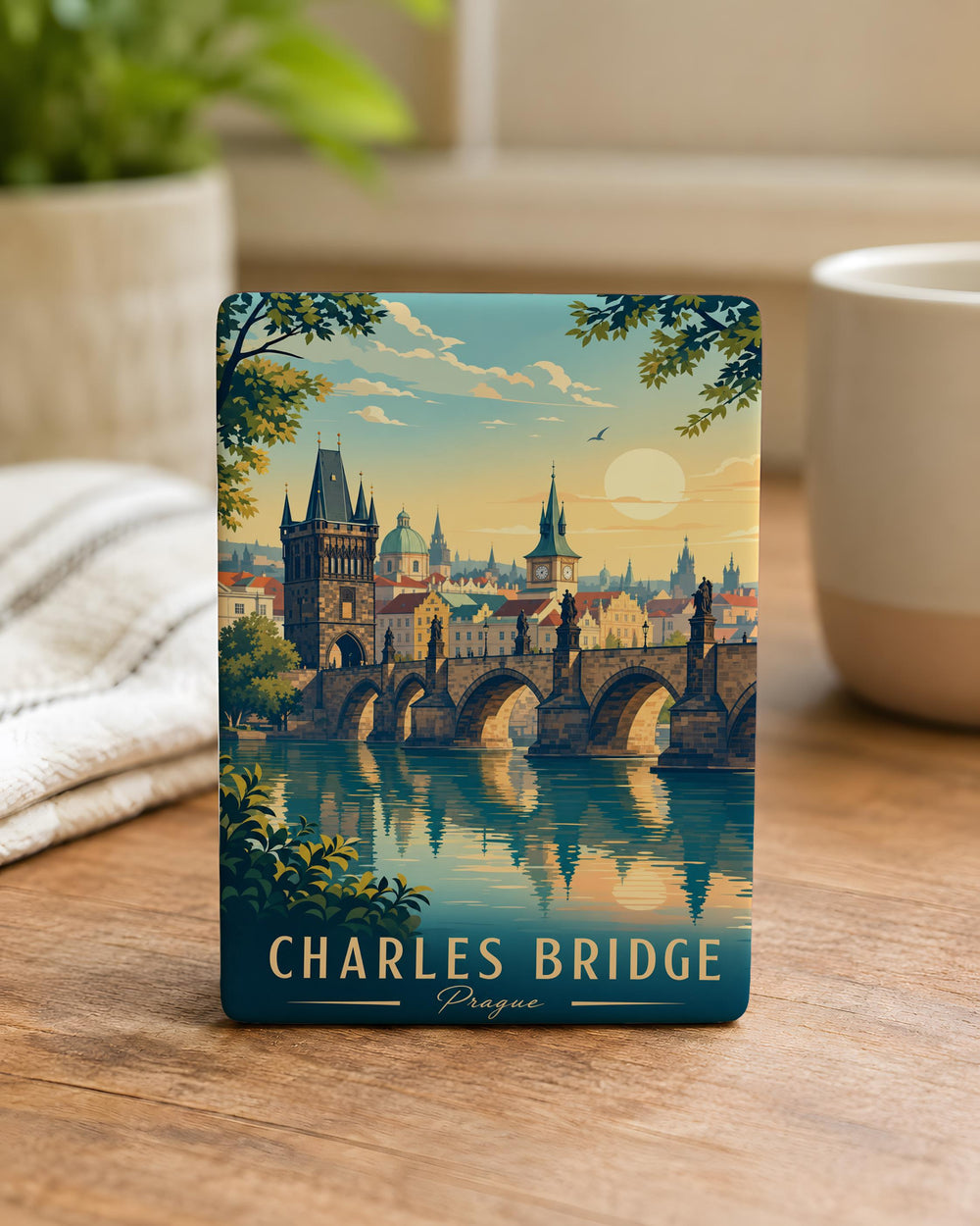 Charles Bridge Prague Fridge Magnet, Prague Czech Republic Landmark Souvenir, Vltava River Bridge Travel Keepsake Magnet