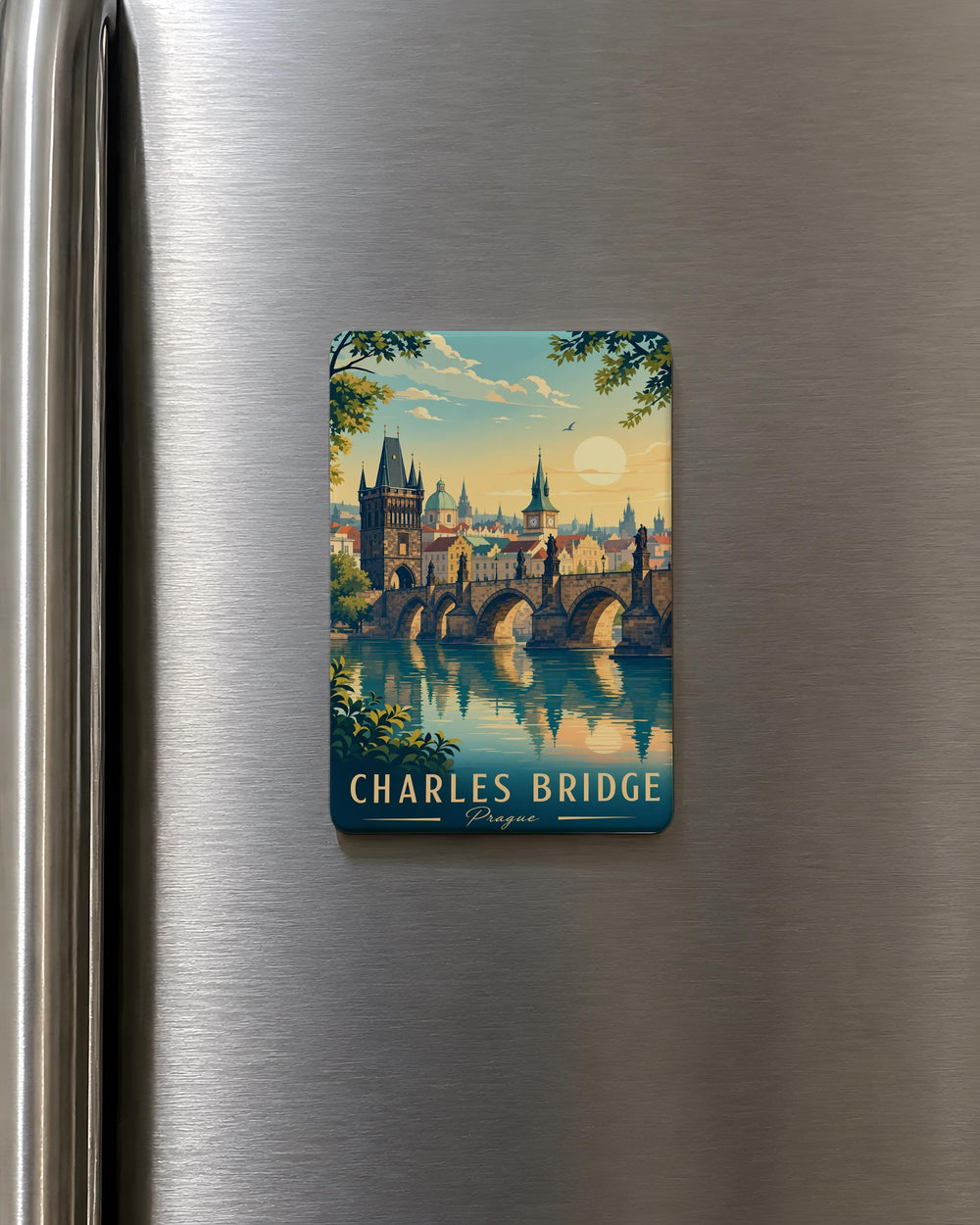 Charles Bridge Prague Fridge Magnet, Prague Czech Republic Landmark Souvenir, Vltava River Bridge Travel Keepsake Magnet
