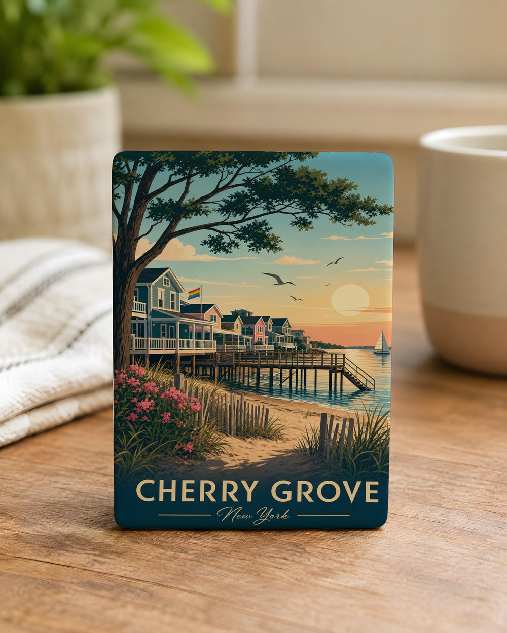 Cherry Grove NY Fridge Magnet, Fire Island New York Souvenir Magnet, Beach Town Travel Gift, Coastal Getaway Keepsake