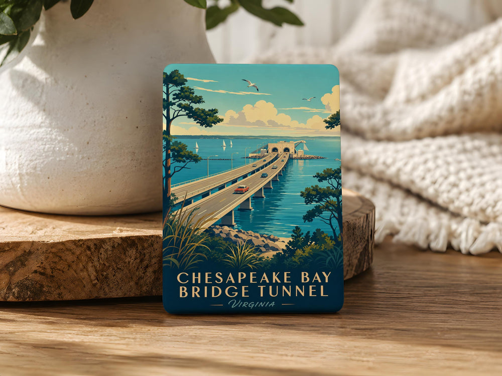 Chesapeake Bay Bridge-Tunnel Fridge Magnet, Virginia Coastal Landmark Souvenir, Bridge and Tunnel Travel Keepsake Magnet