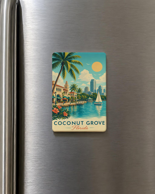 Coconut Grove Florida Fridge Magnet, Coconut Grove Miami Souvenir Magnet, Florida Travel Gift, Coastal Neighborhood Keepsake Magnet