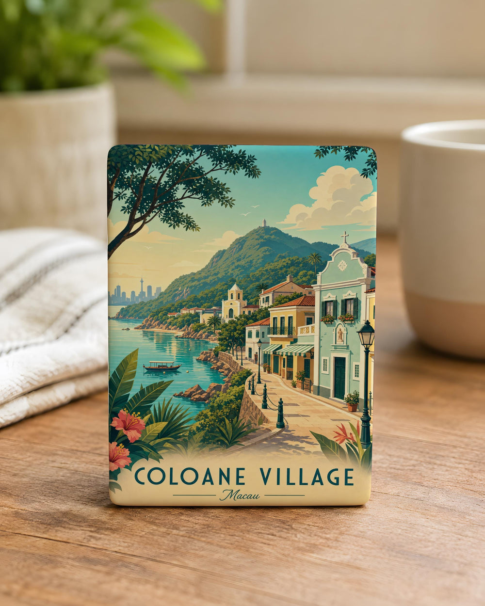 Coloane Village Fridge Magnet, Coloane Macau Landmark Souvenir, Village Street Scene Travel Keepsake Magnet
