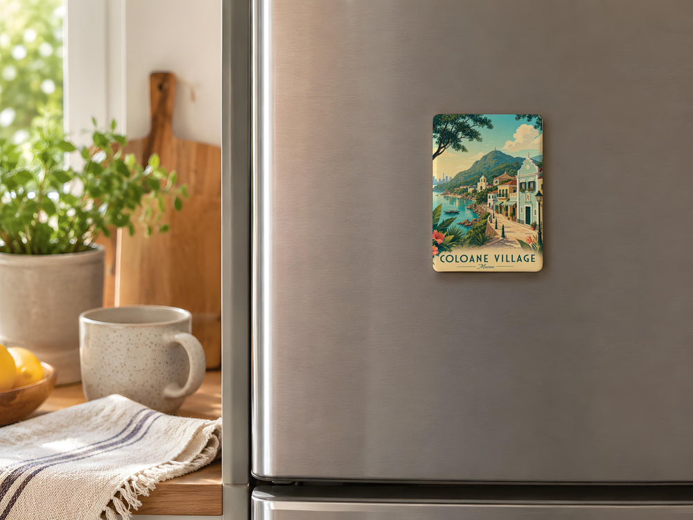 Coloane Village Fridge Magnet, Coloane Macau Landmark Souvenir, Village Street Scene Travel Keepsake Magnet