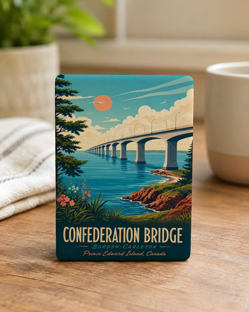 Confederation Bridge Fridge Magnet, Prince Edward Island Canada Souvenir, PEI Landmark Magnet, Coastal Bridge Travel Keepsake