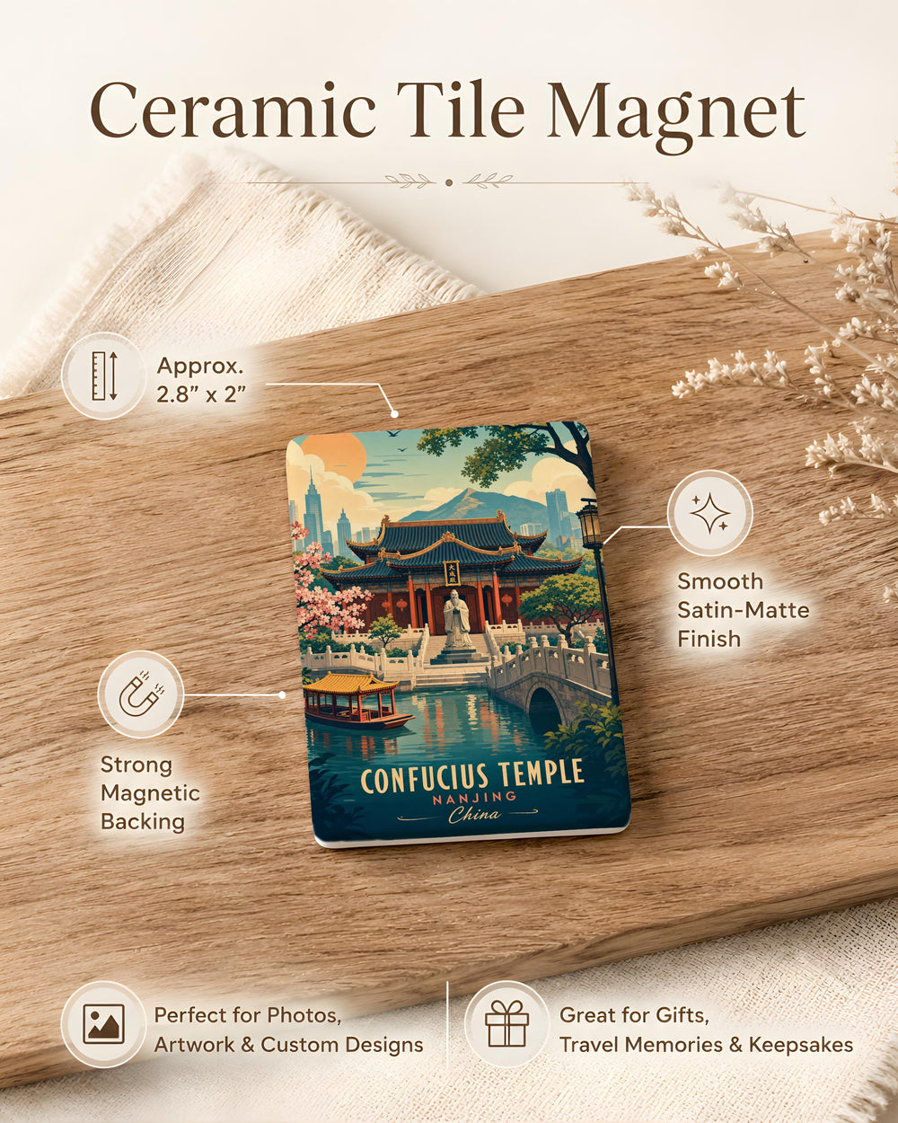 Confucius Temple Fridge Magnet, Ancient Chinese Temple Landmark Souvenir, Travel Keepsake Magnet, Temple Architecture Decor Magnet