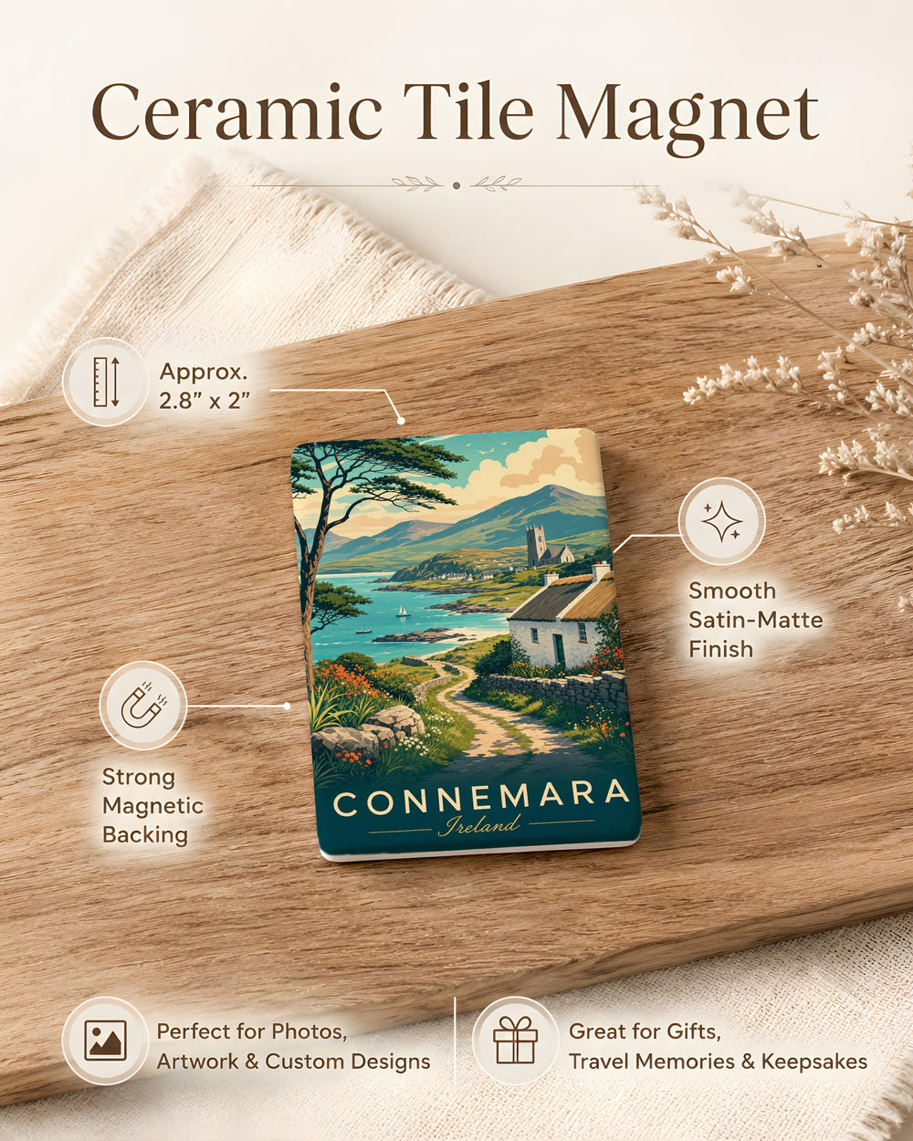 Connemara Ireland Fridge Magnet, Connemara Landscape Souvenir Magnet, Irish Travel Gift, Ireland Keepsake Magnet