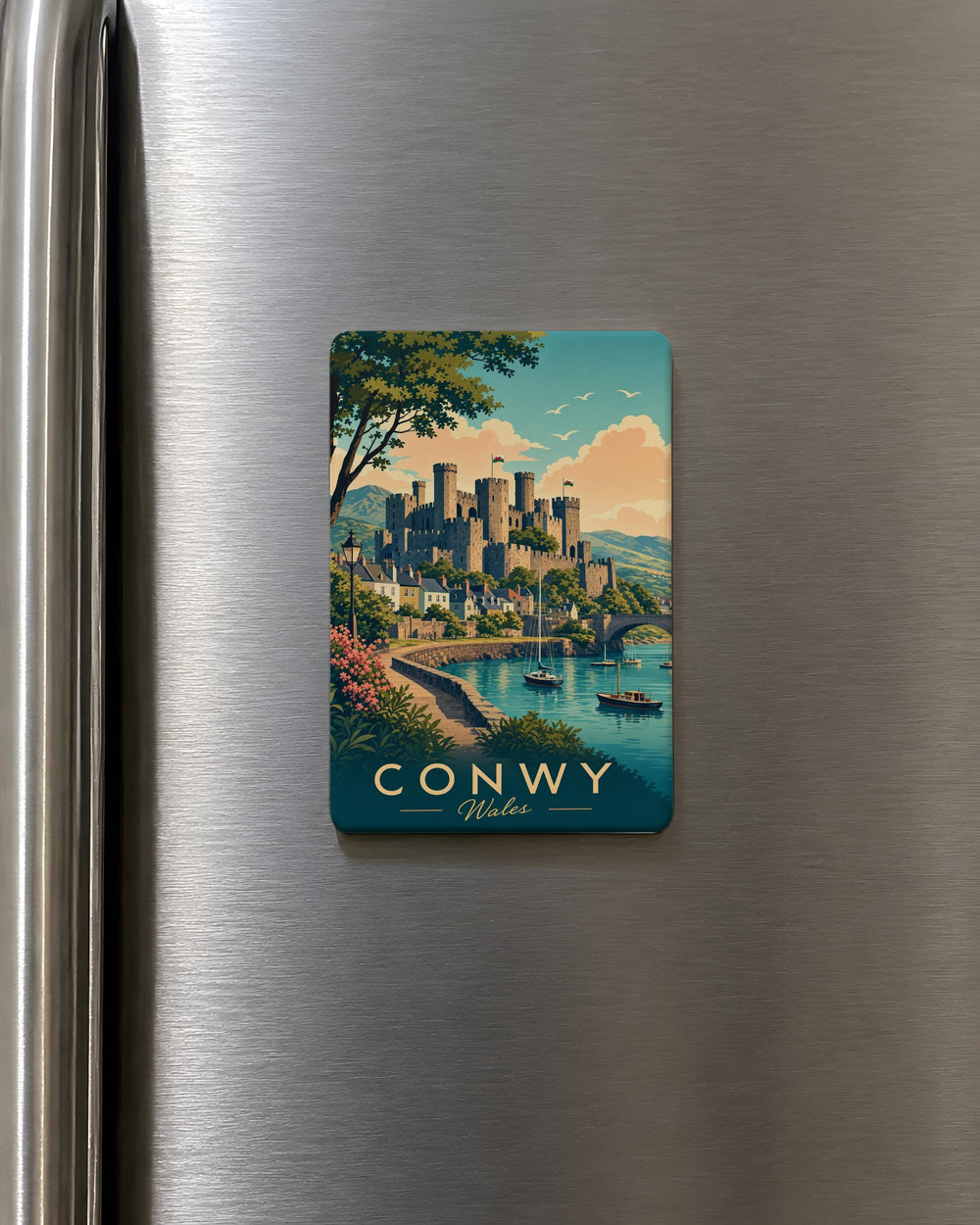 Conwy Castle Fridge Magnet, Wales Castle Souvenir Magnet, Medieval Fortress Landmark Travel Gift