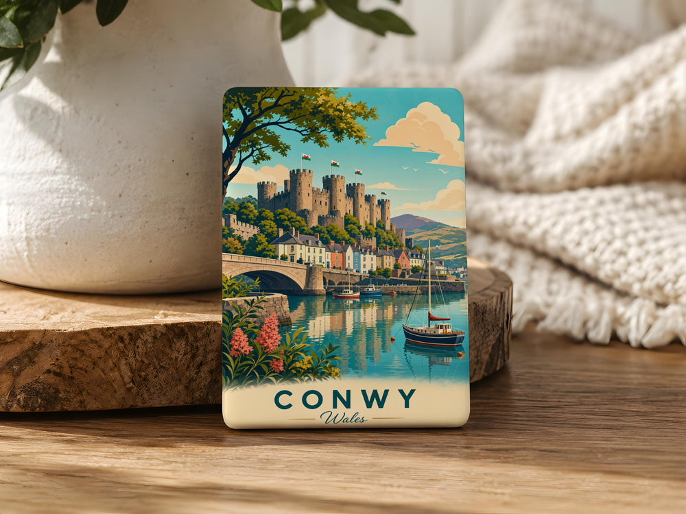 Conwy Wales Fridge Magnet, Conwy Castle, Medieval Fortress, Welsh Town Souvenir, North Wales Travel Keepsake Magnet