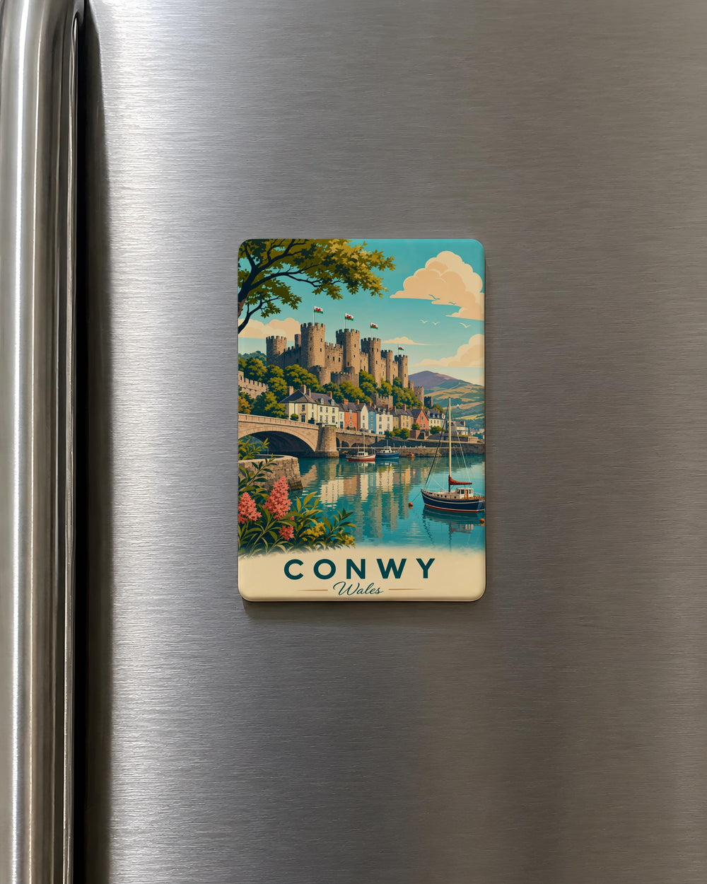 Conwy Wales Fridge Magnet, Conwy Castle, Medieval Fortress, Welsh Town Souvenir, North Wales Travel Keepsake Magnet