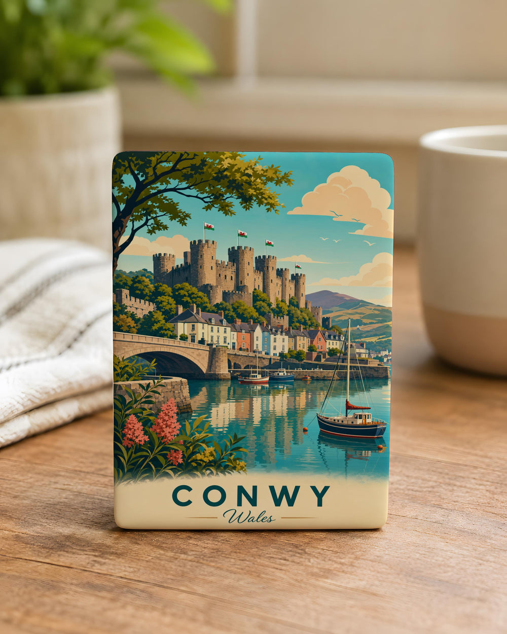 Conwy Wales Fridge Magnet, Conwy Castle, Medieval Fortress, Welsh Town Souvenir, North Wales Travel Keepsake Magnet