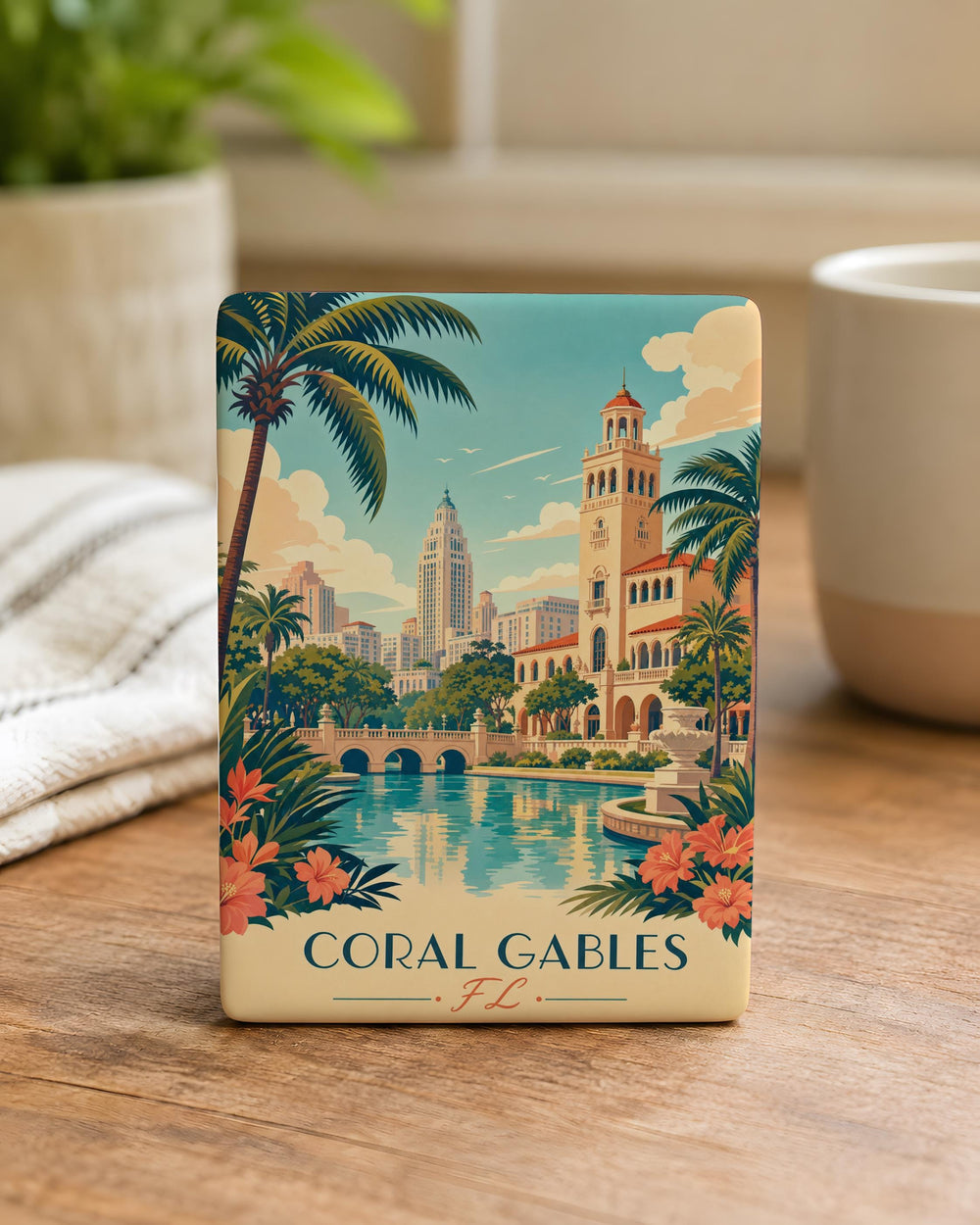 Coral Gables FL Fridge Magnet, Florida Souvenir Magnet, Coral Gables Travel Gift, City Landmark Keepsake Magnet