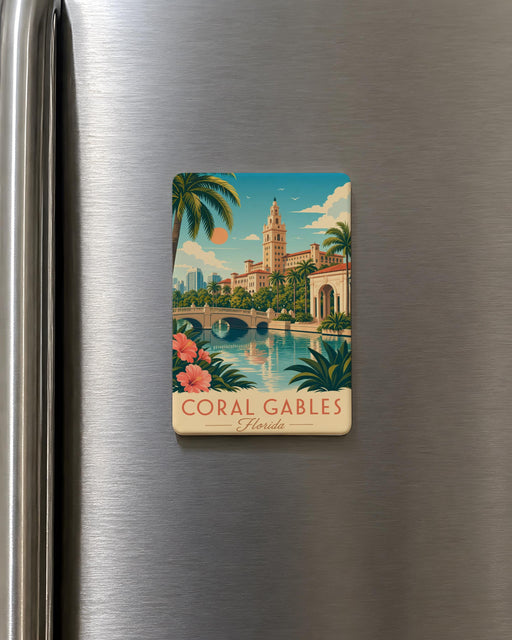 Coral Gables Florida Fridge Magnet, Coral Gables Souvenir Magnet, Florida Travel Gift, Coral Gables Landmark Keepsake