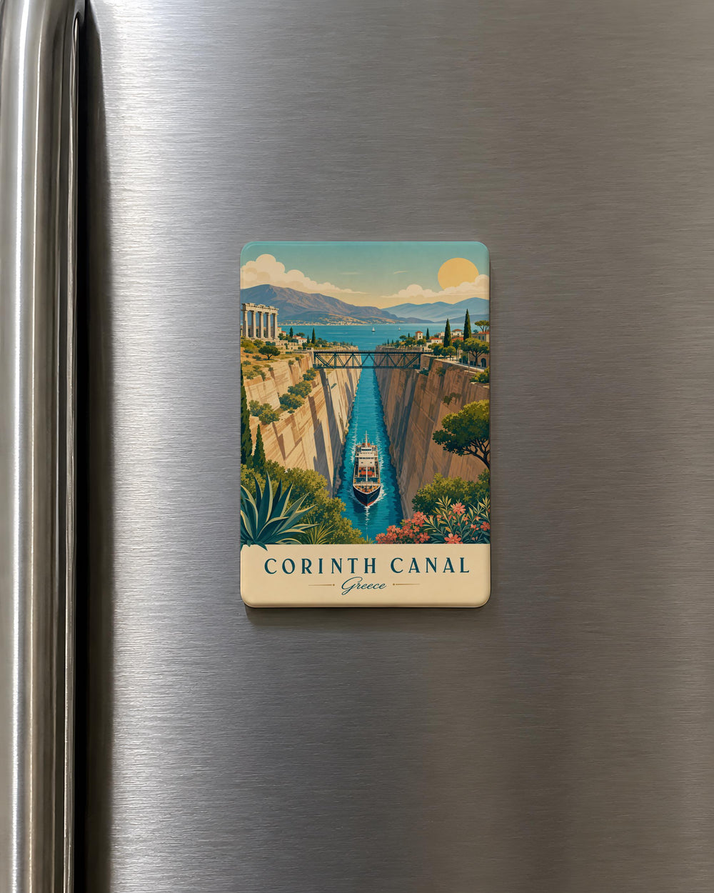 Corinth Canal Fridge Magnet, Greece Landmark Souvenir, Peloponnese Travel Gift, Canal Scenic Keepsake Magnet