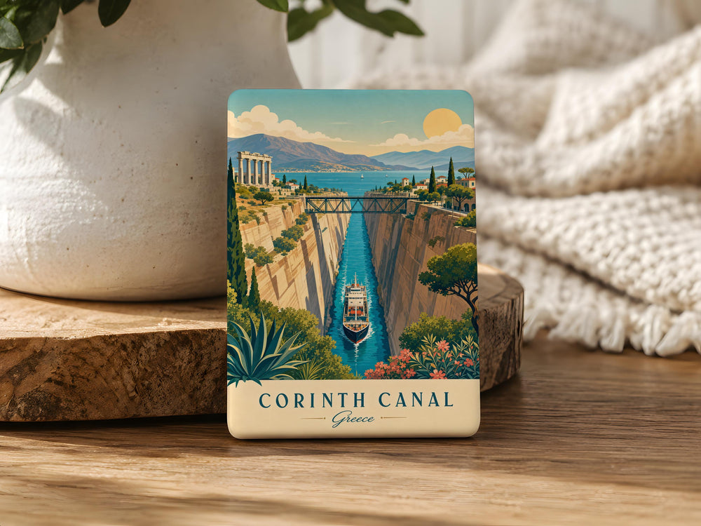 Corinth Canal Fridge Magnet, Greece Landmark Souvenir, Peloponnese Travel Gift, Canal Scenic Keepsake Magnet